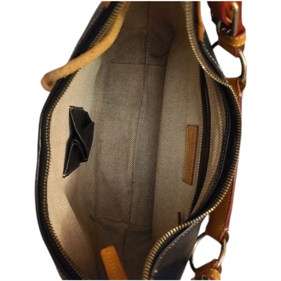 Dooney & Bourke Hobo Black Tan Pebble Leather Shoulder Bag Purse Medium Vtg - Picture 13 of 15